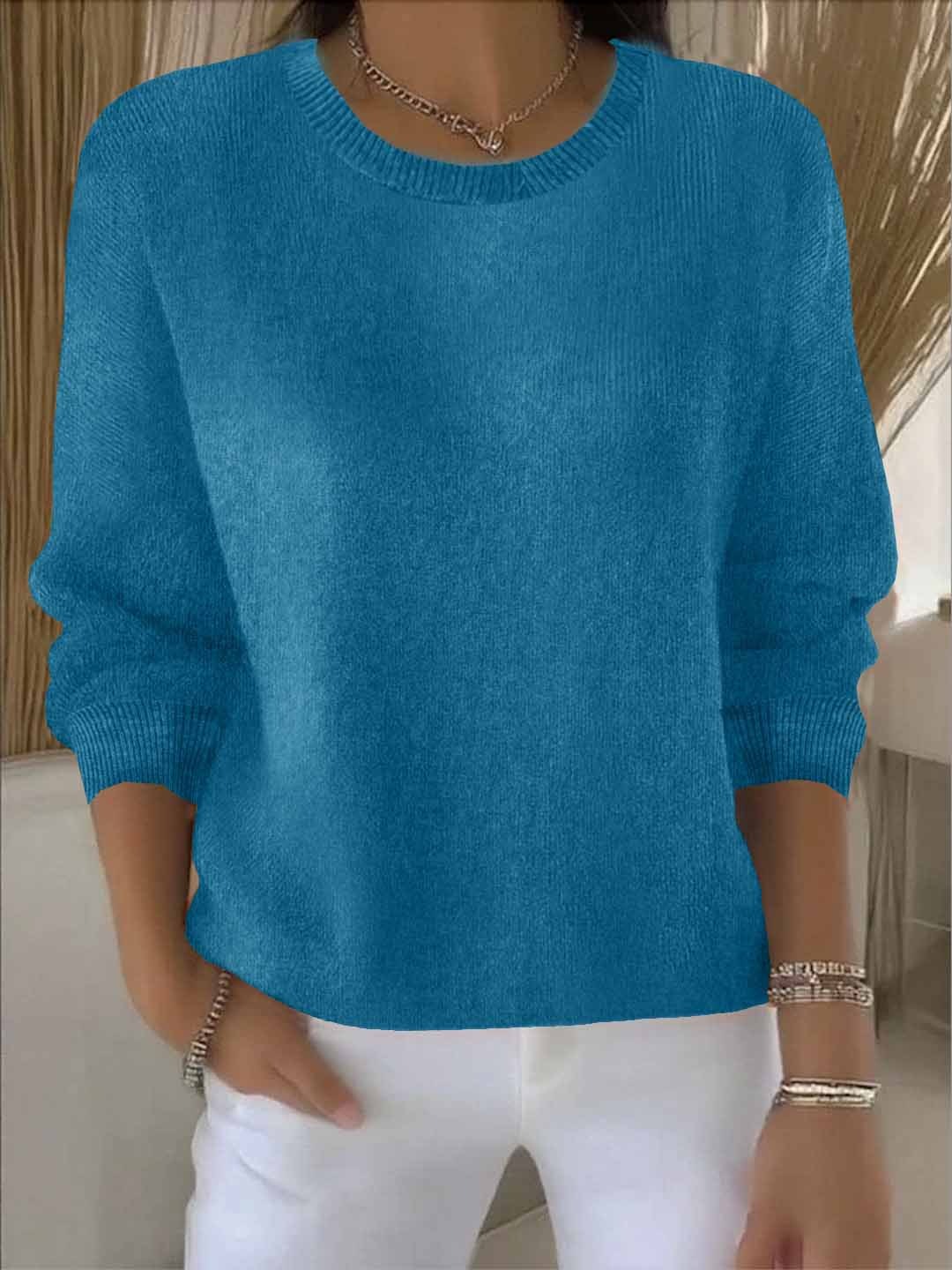 Women's cream crew neck soft knit sweater