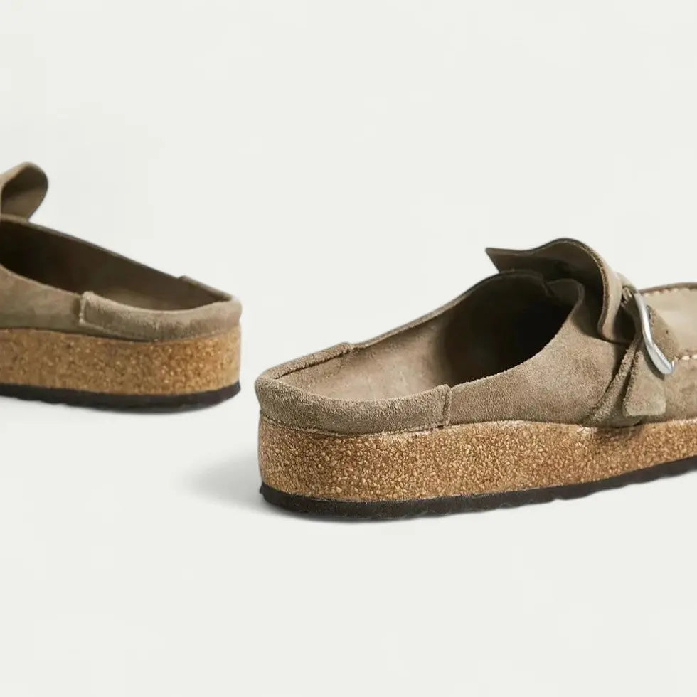 Women's Comfort Suede Mules with Buckle Detail 2