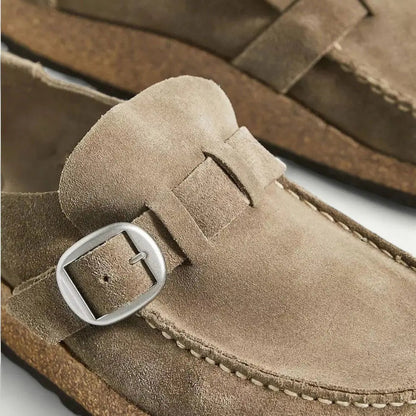 Women's Comfort Suede Mules with Buckle Detail 3
