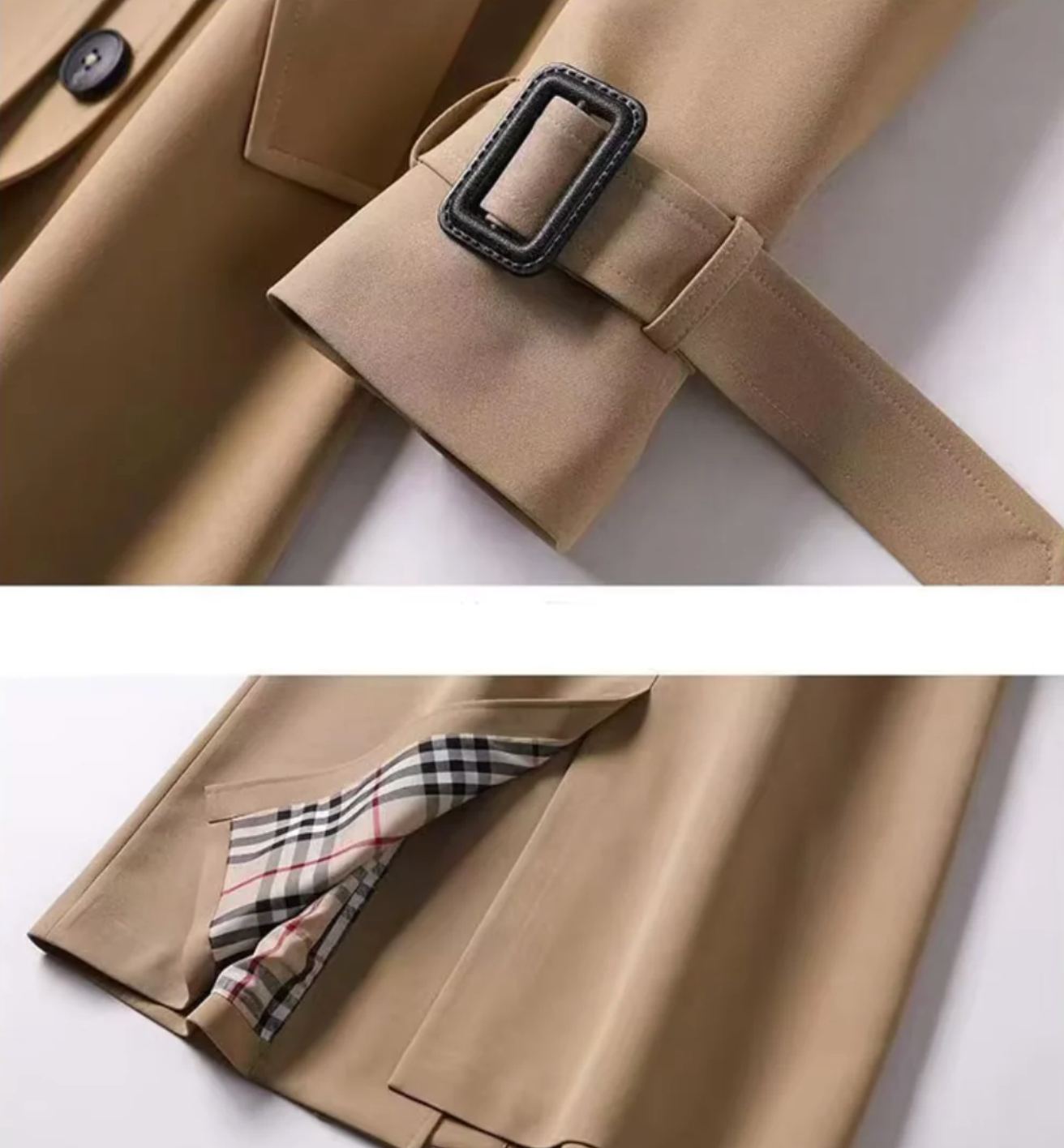 Women's brown double-breasted belted trench coat