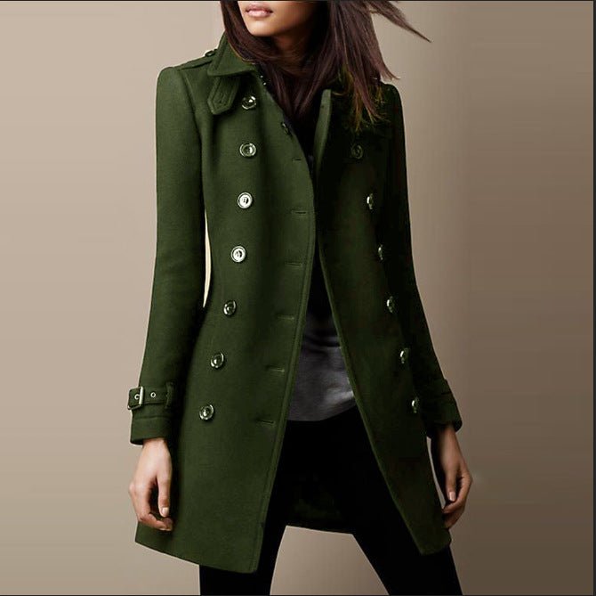 Women's double-breasted tailored coat in green