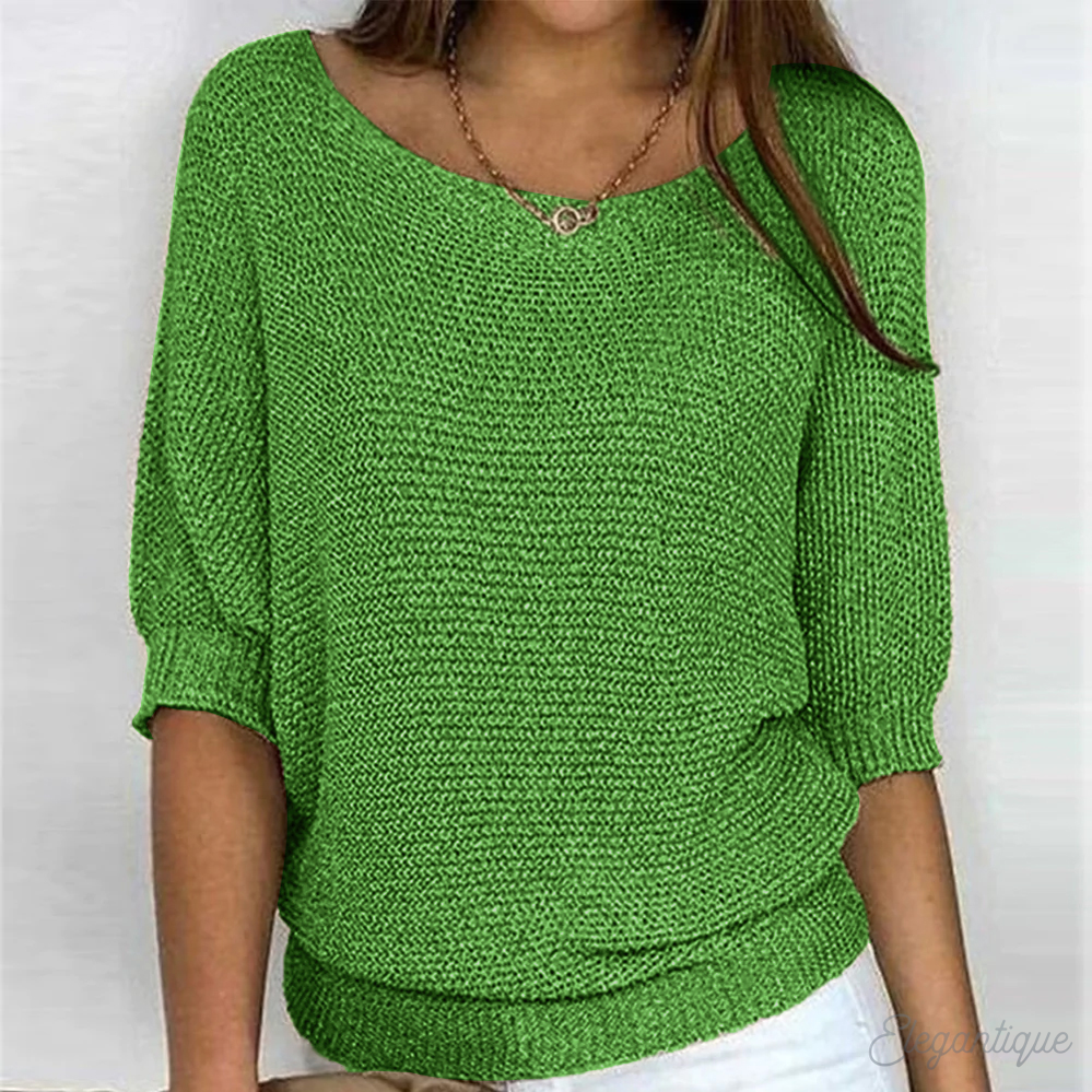 Women's classic crew neck sweater in green