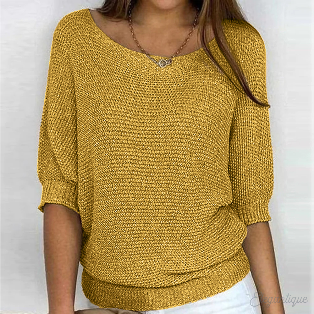 Women's classic crew neck sweater in yellow