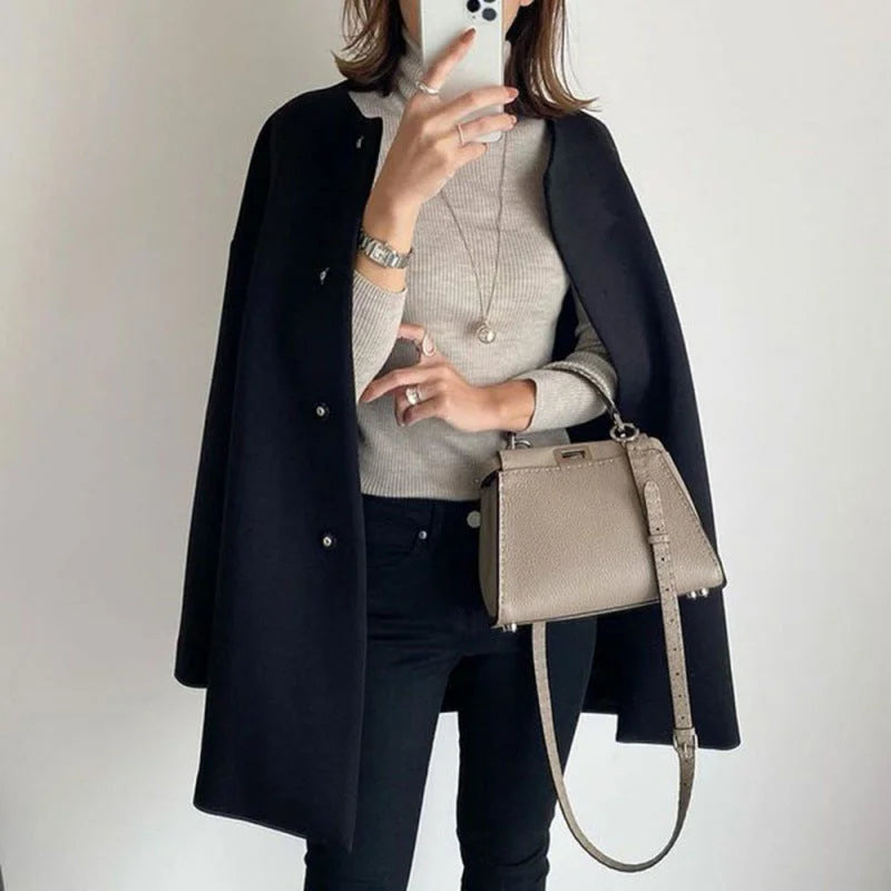 Women's oversized button-front winter coat in white