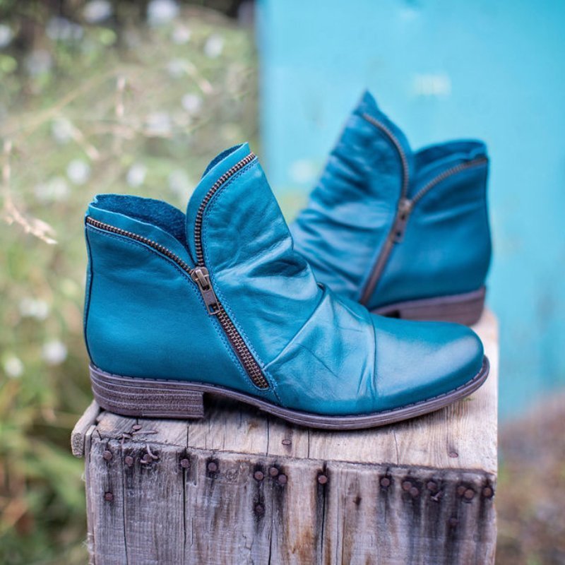 Faux Leather Ankle Boots with Ruched Vamp