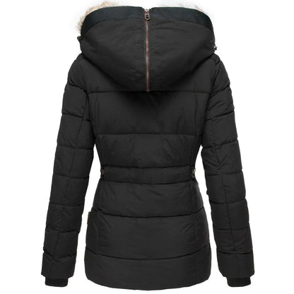 Women's faux fur hooded quilted jacket in pink