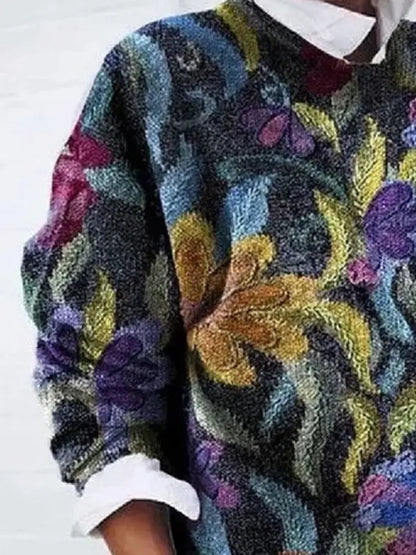 Women's floral print pullover sweater