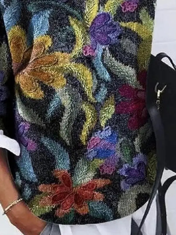 Women's floral print pullover sweater