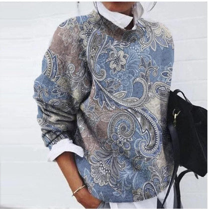 Women's floral print pullover sweater