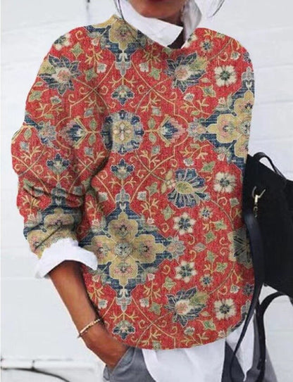 Women's floral print pullover sweater