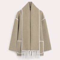 Isabella | Women's Open Front Cardigan with Fringe Trim Collar