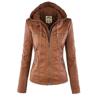 Arabella | Women's Hooded Faux Leather Moto Jacket for Fall