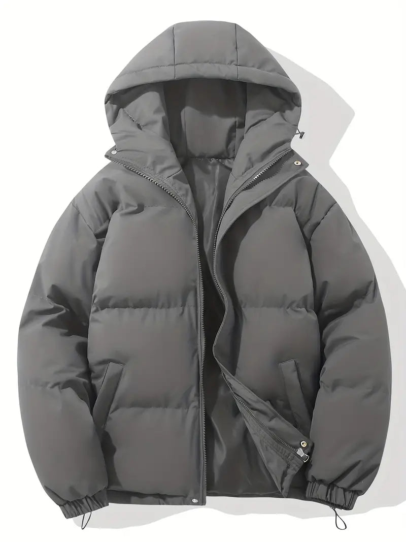 Women's hooded quilted puffer jacket in gray
