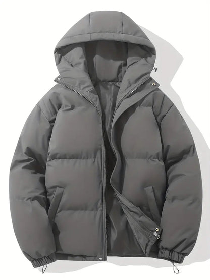 Women's hooded quilted puffer jacket in gray