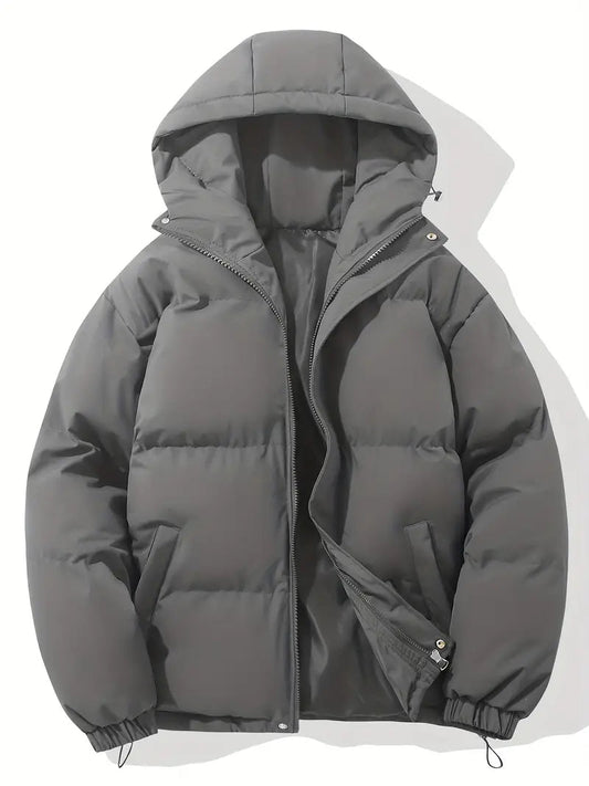 Women's hooded quilted puffer jacket in gray