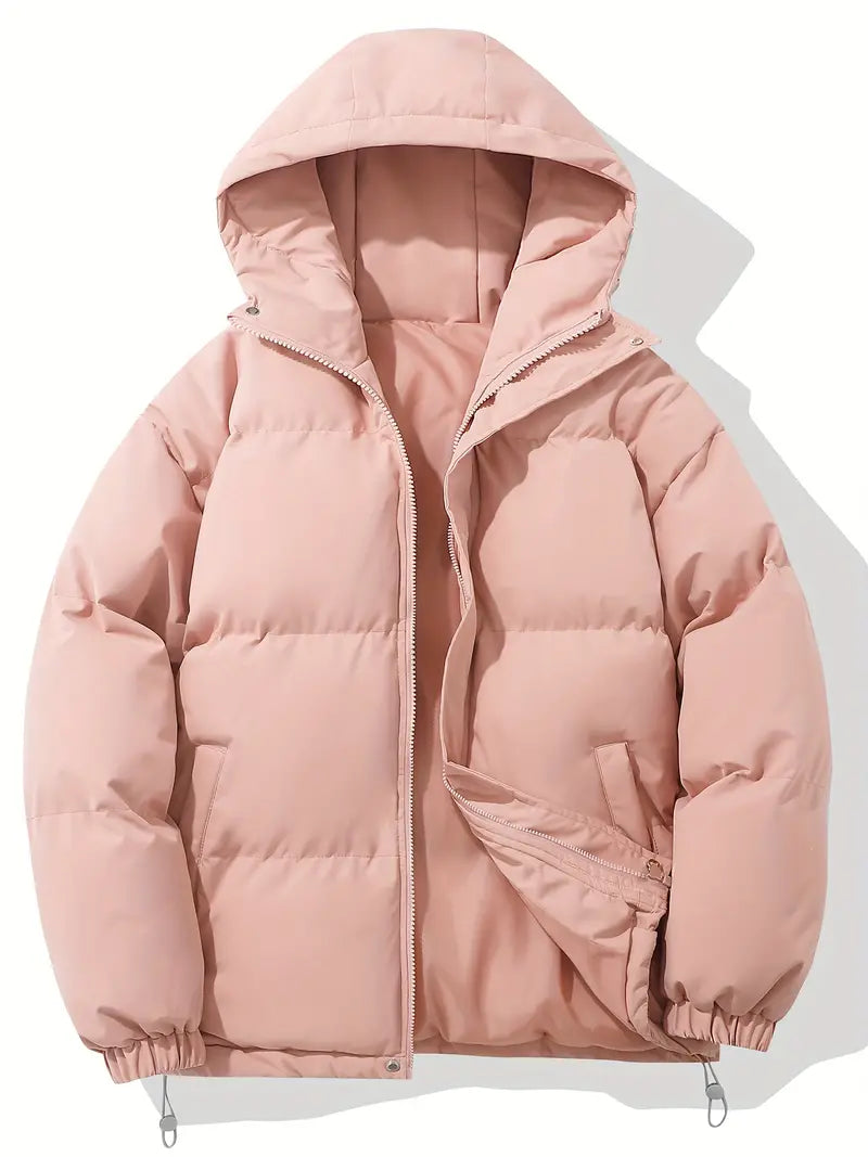 Women's hooded quilted puffer jacket in pink