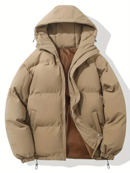 Women's hooded quilted puffer jacket in khaki