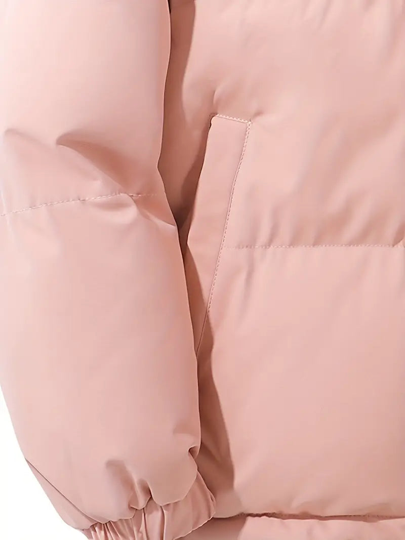 Women's hooded quilted puffer jacket in pink