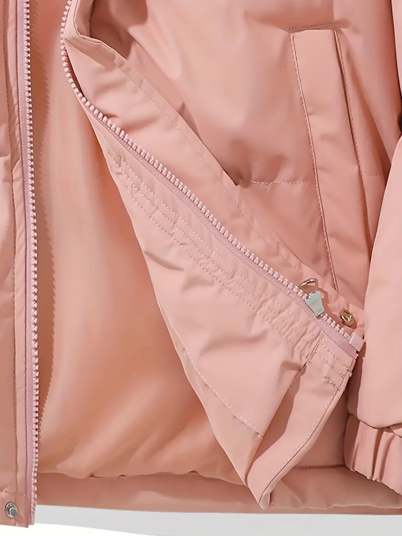 Women's hooded quilted puffer jacket in pink