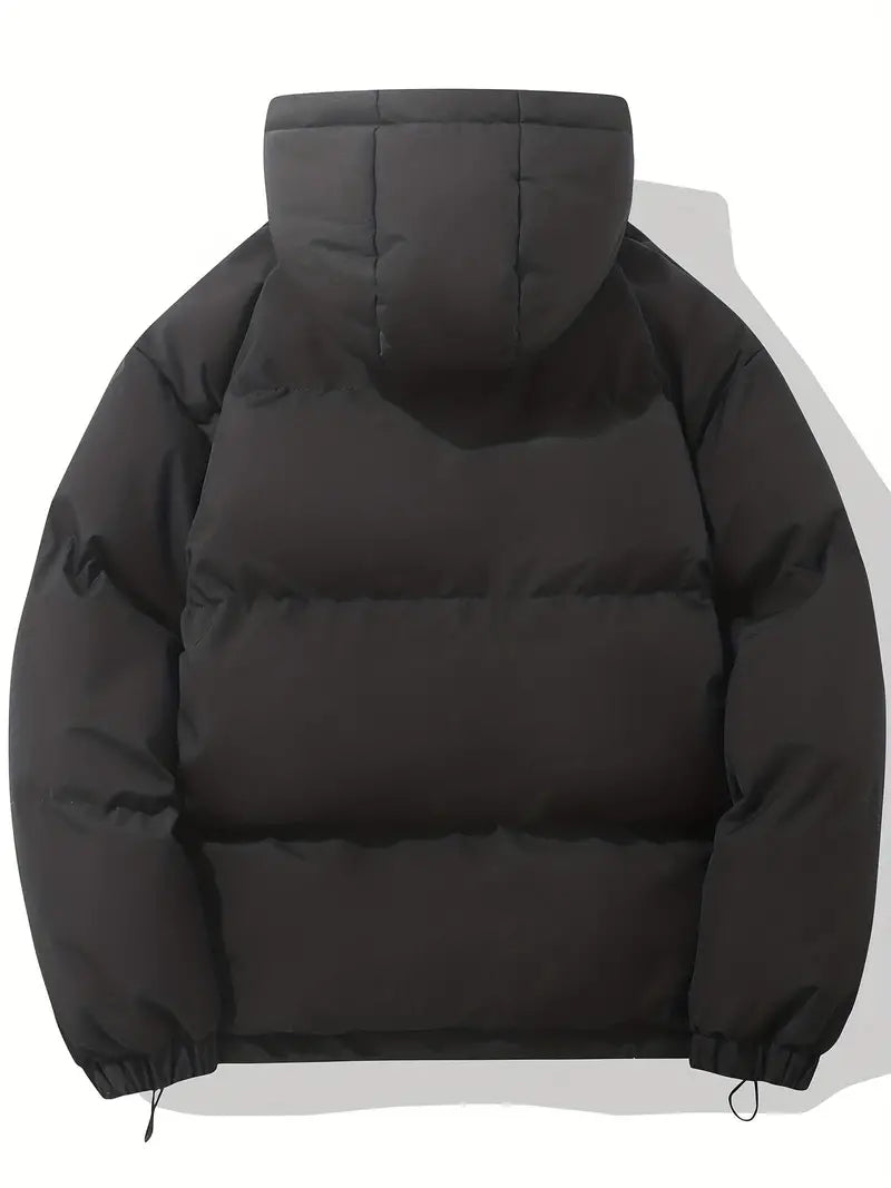 Women's hooded quilted puffer jacket in black