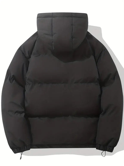Women's hooded quilted puffer jacket in black