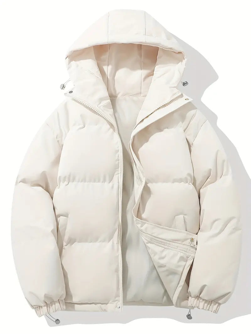 Women's hooded quilted puffer jacket in white