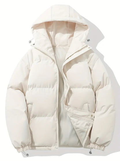 Women's hooded quilted puffer jacket in white