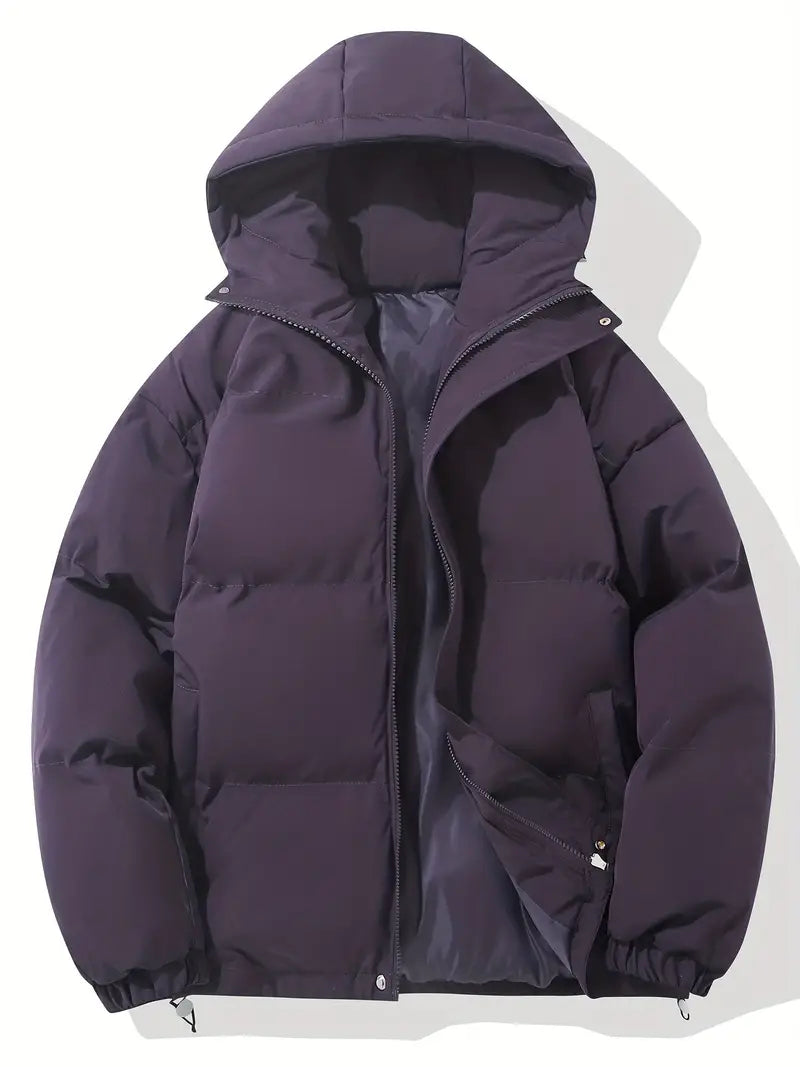 Women's hooded quilted puffer jacket in purple