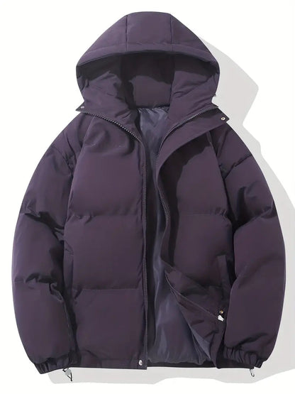 Women's hooded quilted puffer jacket in purple