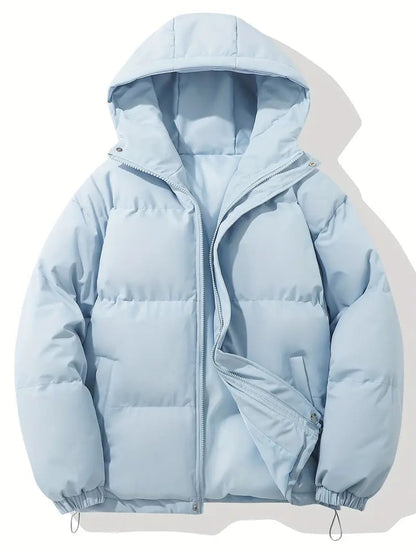 Women's hooded quilted puffer jacket in blue