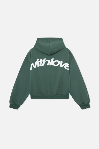 green oversized hoodie with back graphic