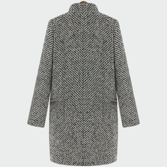 Women's houndstooth longline tailored coat in black