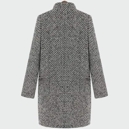 Women's houndstooth longline tailored coat in black