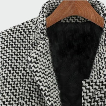 Women's houndstooth longline tailored coat in black