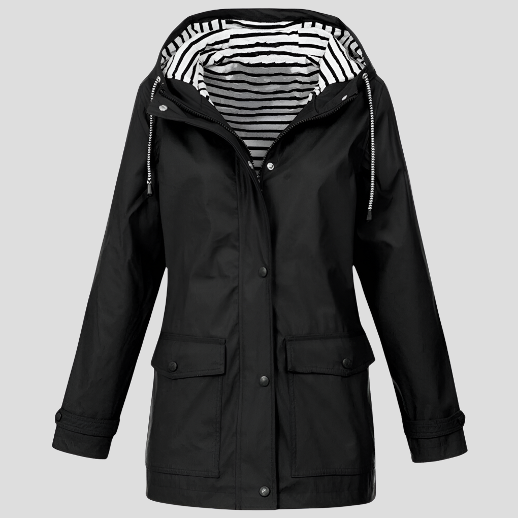 Women's yellow insulated waterproof jacket with hood