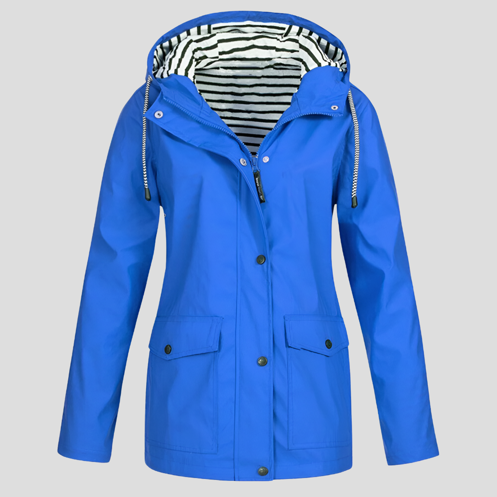 Women's yellow insulated waterproof jacket with hood