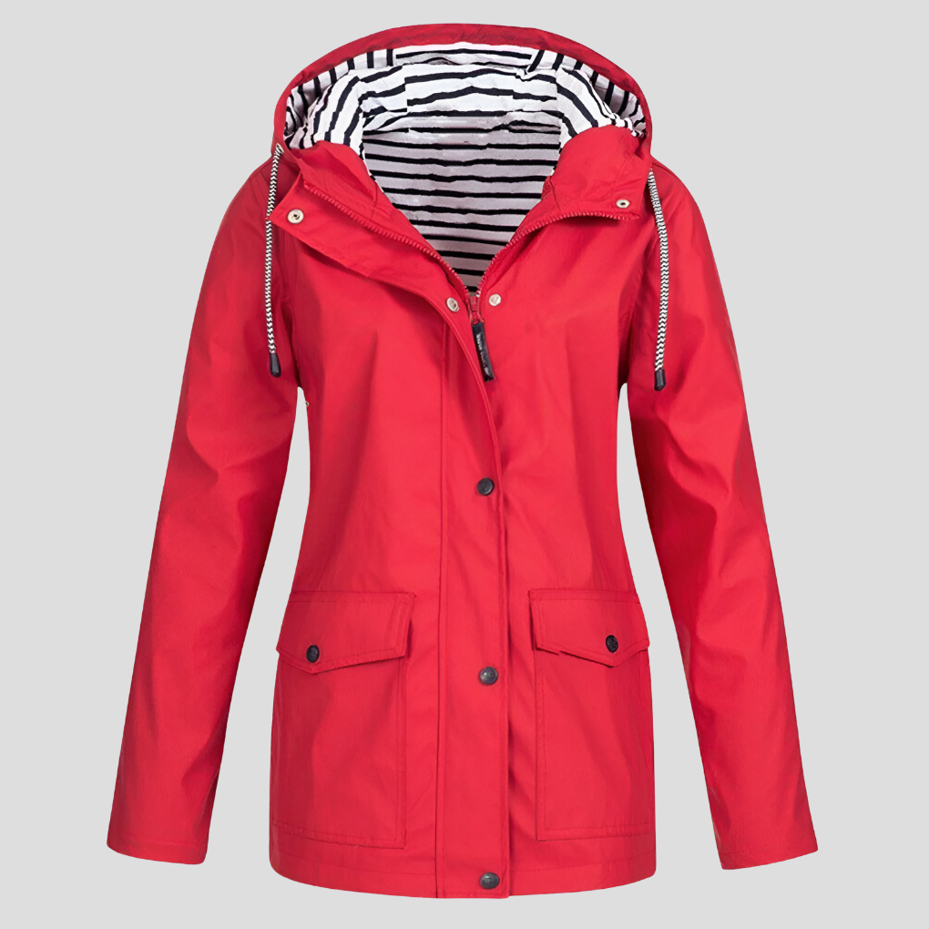 Women's yellow insulated waterproof jacket with hood