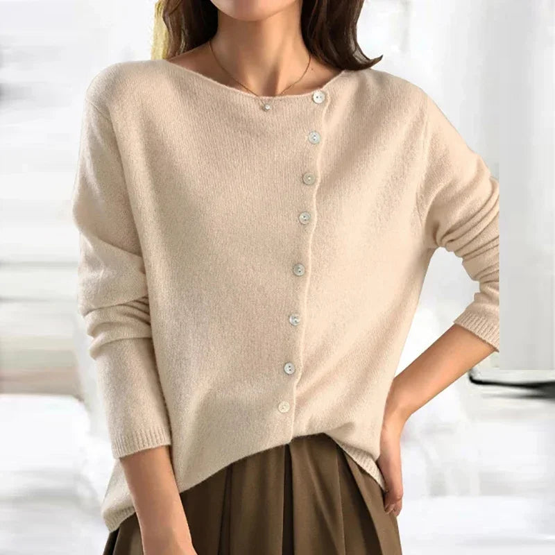 Women's soft knit cardigan in beige