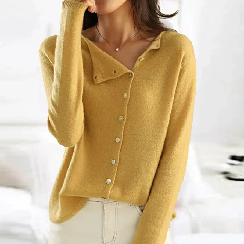 Women's soft knit cardigan in yellow