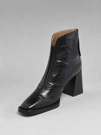 Ruby | Women's Leather-Look Ankle Boots with Block Heel and Side Zip