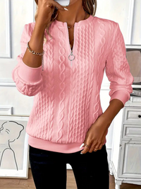Juniper | Women's Cable Knit Sweater with Zip Collar for Fall