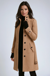 Evelyn | Women's Tailored Long Coat with Stand Collar for Fall