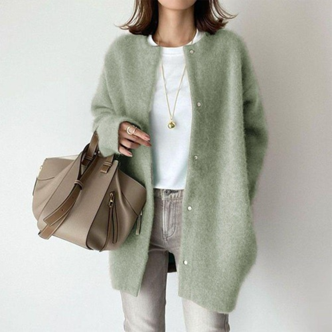 Women's black long open front knit cardigan