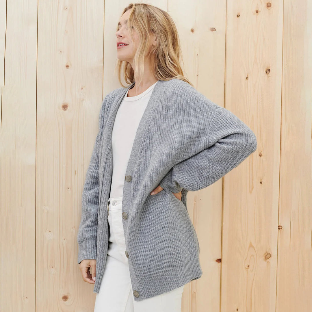 Women's oversized button-front cardigan in grey