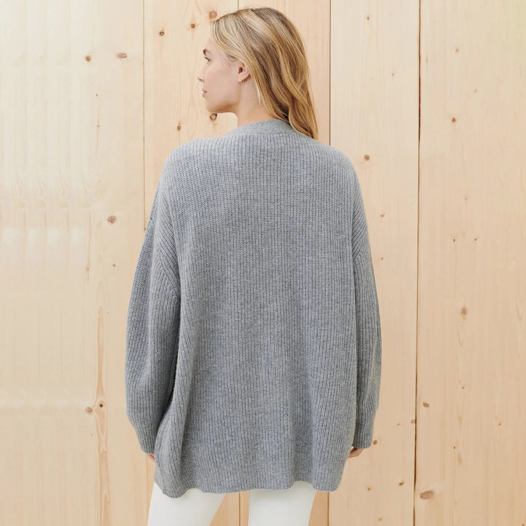 Women's oversized button-front cardigan in grey