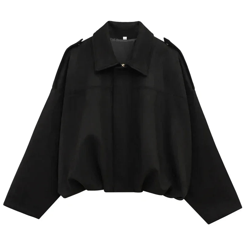 Women's oversized faux suede bomber jacket in black