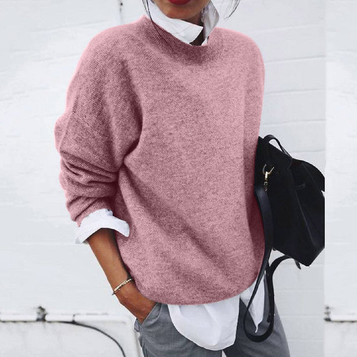 Women's oversized crew neck sweater in pink