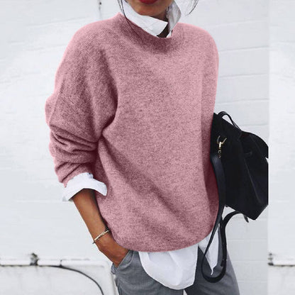 Women's oversized crew neck sweater in pink