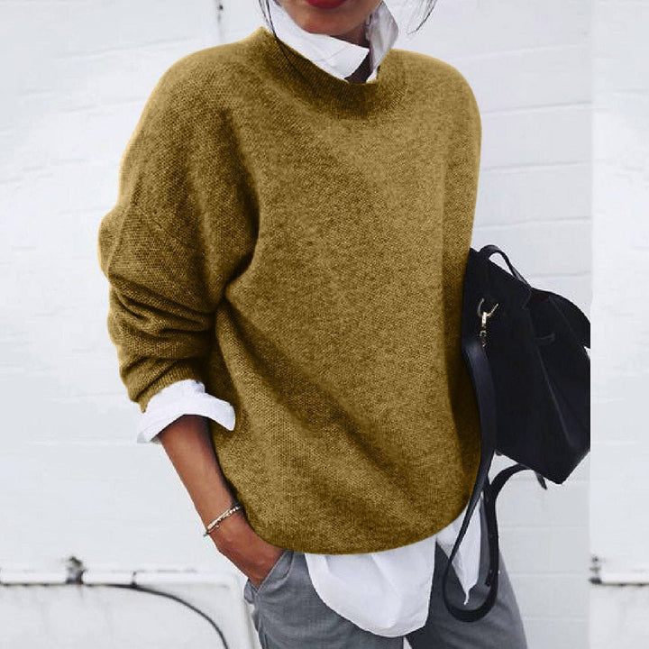Women's oversized crew neck sweater in olive green