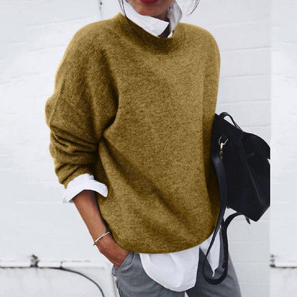 Women's oversized crew neck sweater in olive green